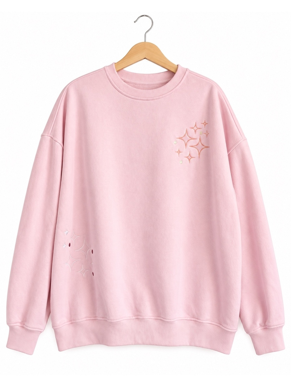 Sunkissed Coconut Pink Embroidered Sun Sweatshirt XL Boho Oversized